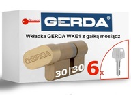 .6 Kľúče. Vložka zámok GERDA WKE1 G30/30 mosadz s gombíkom + 6 kľúčov