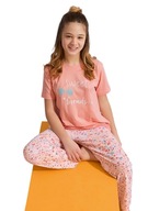 Dievčenské bavlnené pyžamo krátky rukáv 134