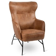 Fotel USZAK Hada tradycyjny brązowy wzór eko-skóra do salonu wygodny