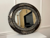 oválne zrkadlo - rám čierny - strieborné ornamenty