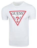 Guess Pánske tričko Biele Veľké Logo Bavlna veľ. XXL