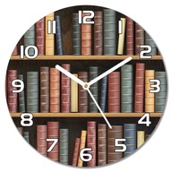 Sklenené hodiny Regál so starými knihami f30 cm