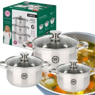 3 DB-OS MG HOME VERSO ACÉL EDÉNYKÉSZLET 6 RÉSZES INOX INDUKCIÓS