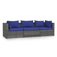 3-osobowa sofa ogrodowa z poduszkami, szary rattan