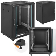 SZAFA RACK 19'' 15U 600x600x855 HARTOWANE DRZWI STOJĄCA KÓŁKA + NÓŻKI ZAMEK