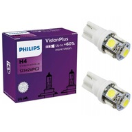 ŻARÓWKI PHILIPS H4 VISION PLUS +60% + W5W LED