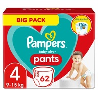 PAMPERS Pieluchomajtki PANTS 4 pieluszki 62 szt