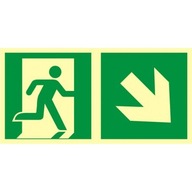 Znak – Kierunek do wyjścia ewakuacyjnego w dół w prawo PCV 15x30 foto