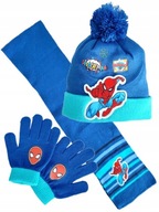 Komplet dziecięcy zimowy czapka szalik rękawiczki Spiderman niebieski