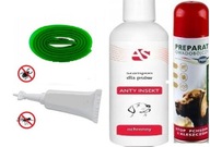 Zestaw dla psa Obroża spray szampon krople na pchły kleszcze wszoły +gratis