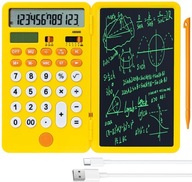 Školská kancelárska kalkulačka s poznámkovým blokom dotykové pero USB C žltá