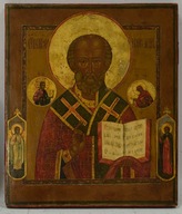 Ok1800-1850 Stara rosyjska ikona Św Mikołaj z Miry