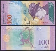 Banknot Wenezuela 100 Bolivares 2018 UNC