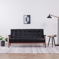 vidaXL 3-osobowa sofa, czarna, sztuczna skóra
