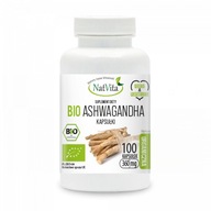 Ashwagandha BIO Ženšen Ekologický Stres Pamäť 360mg/100kaps NatVita