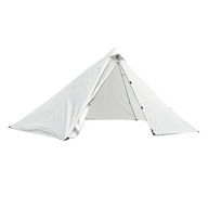 Namiot kempingowy piramidy na zewnątrz z siatką w kolorze szarym białym