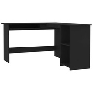 Rohový písací stôl, čierny, 120x140x75 cm, drevotrieska