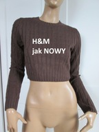 H&M divided bluzka sweter sweterek brązowy warkocze XS S 34 36 jak NOWy