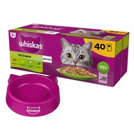 Whiskas Mix Smaków 40x85g Mokra Karma Dla Kota W Galaretce + Miska Gratis