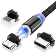 Magnetyczny kabel 3W1 Micro/USB-Typ C/Lightning 1M