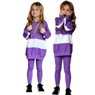 Fioletowy komplet 2 częściowy bluza + legginsy Qba Kids 128