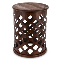 Hnedý okrúhly bočný stolík pomocný kvetinový záhon