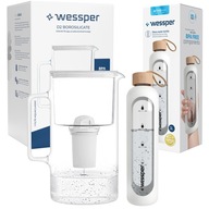 Filtračná kanvica Wessper D2 Borosilicate Aquaclassic 3,3 l biela + Fľaša Wessper 1000 ml