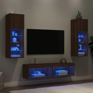 6-dielna sada TV nábytku s LED hnedým dubom