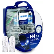 2x Philips H4 RACING VISION GT200 +200% + GRATIS