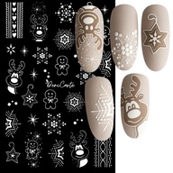 Samolepky Na Nehtech Samolepící Ozdobné Vánoční Sob Vzory Bílé