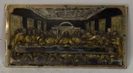 Ok1900 Stary relief z metalu Ostatnia wieczerza 26x13,5 cm