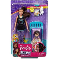 Barbie Opiekunka Łóżeczko Zestaw + Lalki GHV88