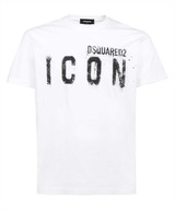 DSQUARED2 włoski t-shirt koszulka ICON WHITE SPRAY roz.L