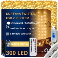 Kurtyna Świetlna Led Lampki Choinkowe Świąteczne Girlanda Na Okno 300 Led