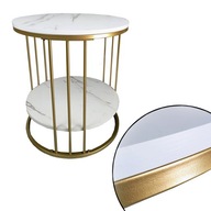 Stôl kávová lavica LOFT Glamour GOLD Biely MRAMOR 51cm stabilný