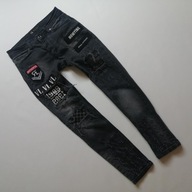 RENE EMILIO unikatowe spodnie jeans NASZYWKI 158/164cm