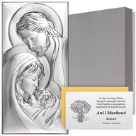 Srebrny obrazek Święta Rodzina na Ślub Chrzest Komunię Pamiątka z grawerem