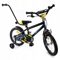 ROWER DLA DZIECI 16" BMX CZARNO-ŻÓŁTY KÓŁKA BOCZNE + PROWADNIK