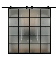 drzwi szklane loft-art matowe drzwi loftowe podwójne szprosy 2x105x2095