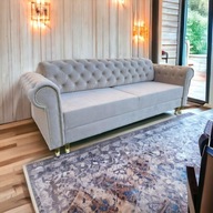 Sofa Kanapa rozkładana pikowana z funkcją spania pojemnik pościel