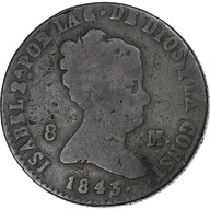 Hiszpania, Isabel II, 8 Maravedis, 1843, Segovia,