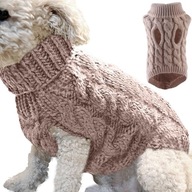Ubranko dla psa kota na zimę sweter sweterek ciepły GOLF kamizelka beż M