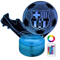 Detská nočná stolná lampa FC Barcelona Lopta Zátky 16 LED 3D + Diaľkové ovládanie
