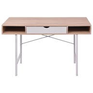 Písací stôl s 1 zásuvkou v bielej a dubovej farbe