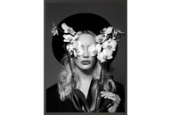 OBRAZ plagát 70x50 žena v kvetoch čierno biela