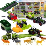 Sada kovových traktorov a prívesov Super Farma