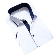Chlapčenská košeľa biela elegantná KRÁTKY RUKÁV 128 SLIM priliehavá