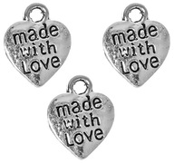 ZAWIESZKI CHARMS SERCA MADE WITH LOVE 8szt 12mm