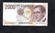 Banknot WŁOCHY -- 2000 lirów -- 1990 rok