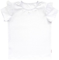 Biała bluzka na krótki rękaw galowa dla dziewczynki z KWIATKAMI AIPI 110